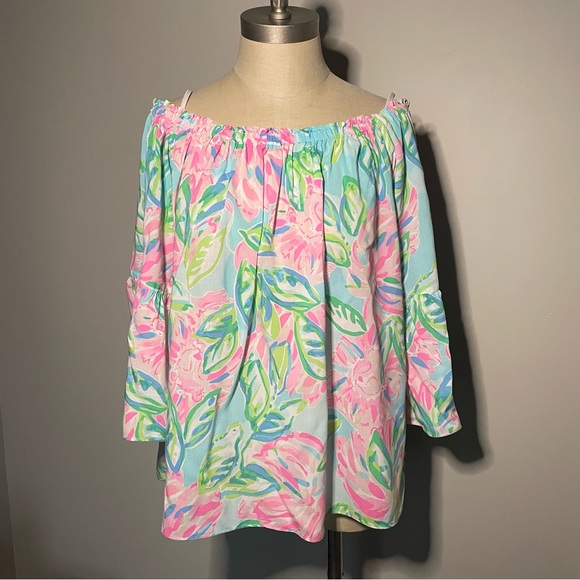 Lily Pulitzer off the shoulder Nevie rayon top size M - Picture 1 of 5